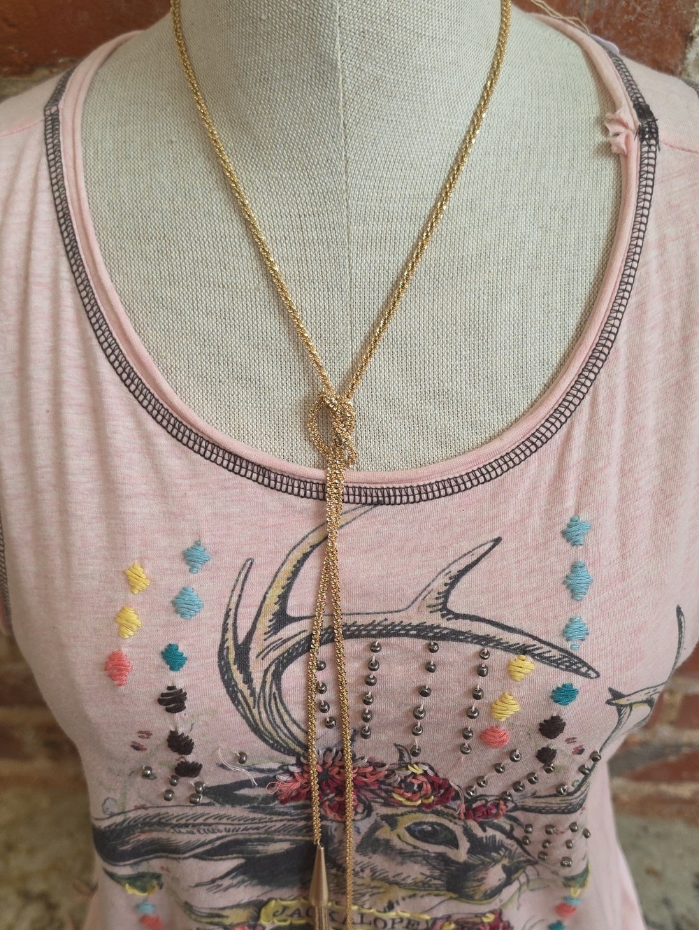 Kendra Scott Gold Lariat Necklace with Knot Drop